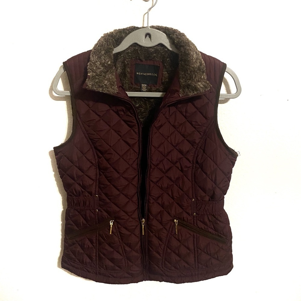 Weatherproof Deep Plum Purple Quilted Zip Up Snow Winter Vest Sz S
